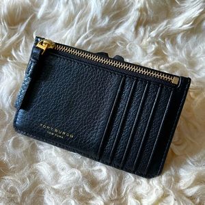 Tory Burch Black Leather Card Case Wallet
